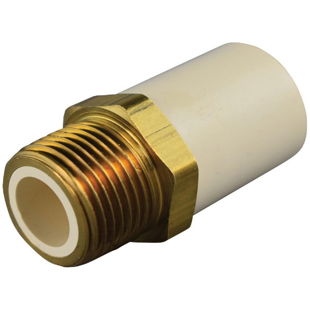 CTS 02216B 0600HA Charlotte Pipe 1/2 In. Slip x Brass MIP CPVC Transition Adapter