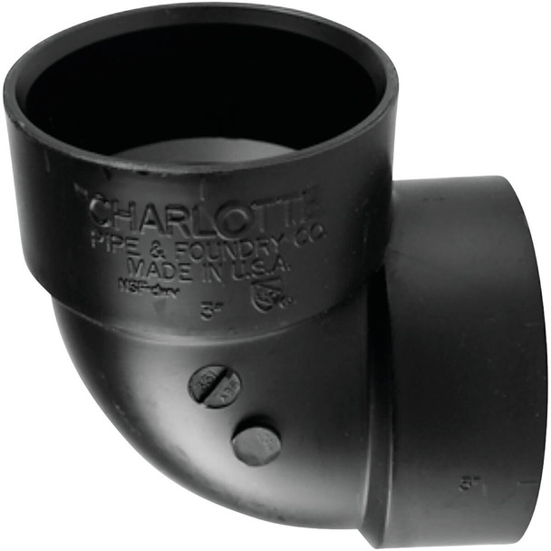 ABS 00331  0800HA Charlotte Pipe 2 In. Hub x Hub 90 Deg. Vent ABS Elbow (1/4 Turn)