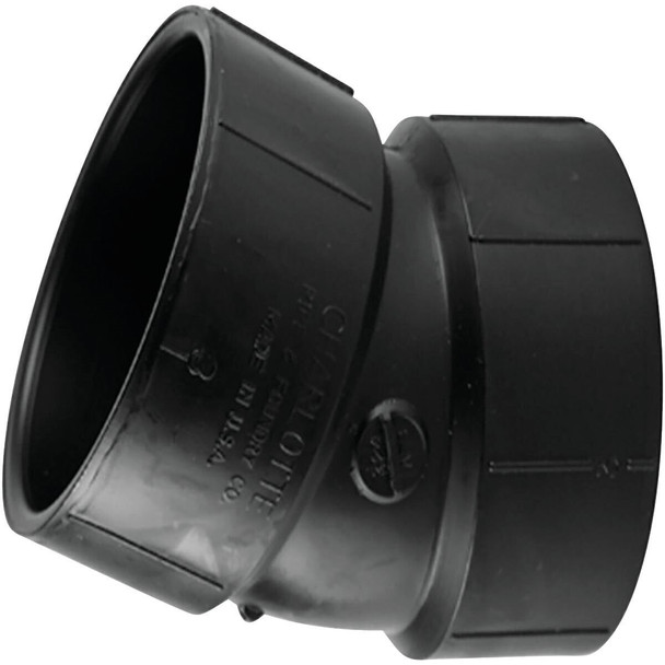 ABS 00324  1200HA Charlotte Pipe 4 In. Hub x Hub 22-1/2 Deg. ABS Elbow (1/16 Bend)