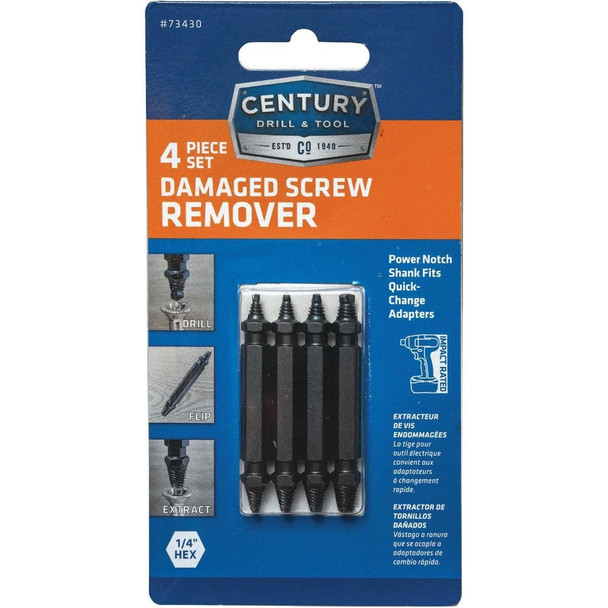73430 Century Drill and Tool Damaged Screw Remover Set (4-Piece)