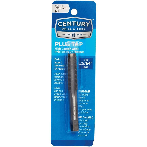 95110 Century Drill & Tool 7/16-20 Carbon Steel National Fine Tap-Plug