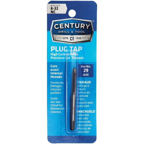 95005 Century Drill & Tool 8-32 Carbon Steel National Coarse Tap-Plug