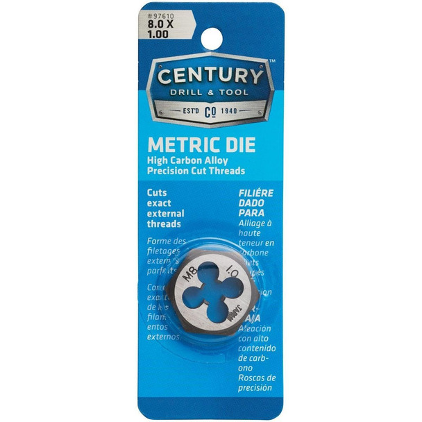 97610 Century Drill & Tool 8.0x1.00 NPT 1 In. Across Flats Hexagon Pipe Die