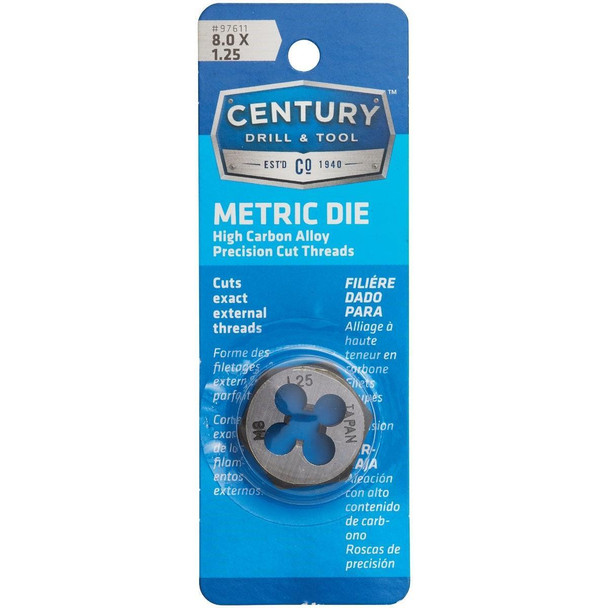 97611 Century Drill & Tool 8.0x1.25 NPT 1 In. Across Flats Hexagon Pipe Die