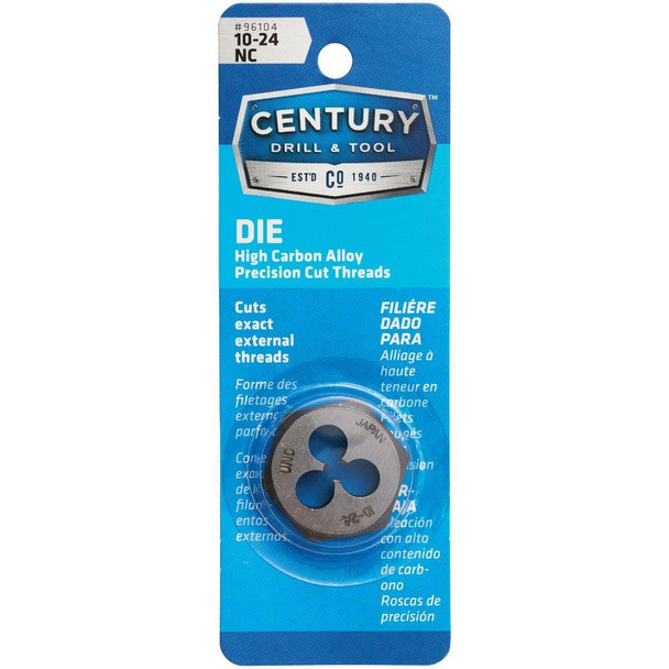96104 Century Drill & Tool 10-24 National Coarse 1 In. Across Flats Fractional Hexagon Die