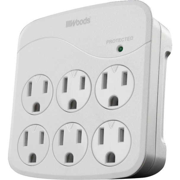 41076 Woods 6-Outlet 15A Gray Surge Tap