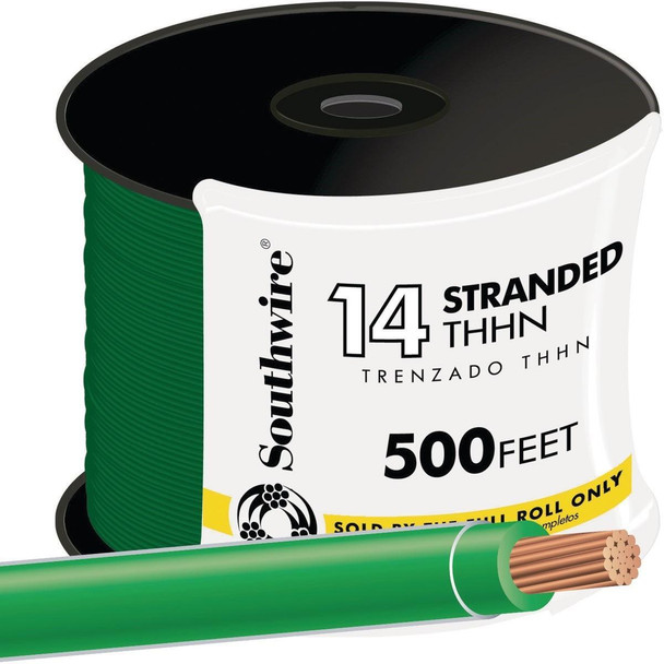 22959158 Southwire 500 Ft. 14 AWG Stranded Green THHN Electrical Wire
