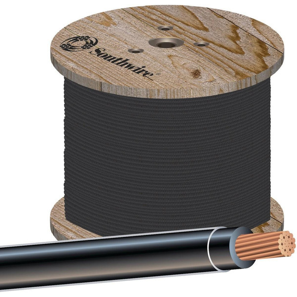 20502101 Southwire 500 Ft. 2 AWG Stranded Black THHN Electrical Wire