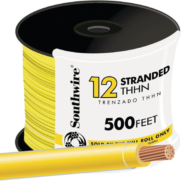 22969058 Southwire 500 Ft. 12 AWG Stranded Yellow THHN Electrical Wire