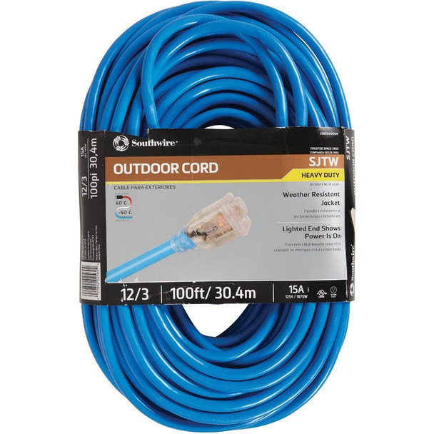 2569SW0006 Coleman Cable ColdFlex 100 Ft. 12/3 Cold Weather Extension Cord