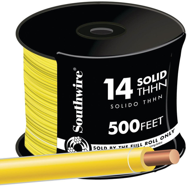11584058 Southwire 500 Ft. 14 AWG Solid Yellow THHN Electrical Wire