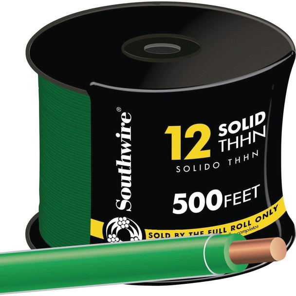 11591558 Southwire 500 Ft. 12 AWG Solid Green THHN Electrical Wire