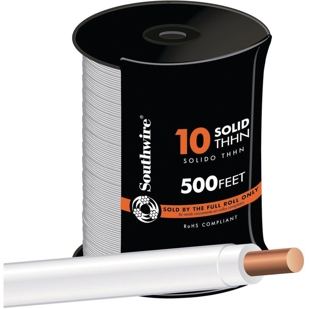 11596457 Southwire 500 Ft. 10 AWG Solid White THHN Electrical Wire