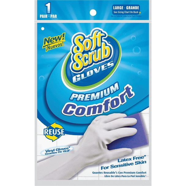12613-26 Soft Scrub Large Premium Comfort Vinyl Rubber Glove
