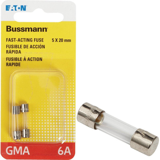 BP/GMA-6A Bussmann 6A GMA Glass Tube Electronic Fuse (2-Pack)
