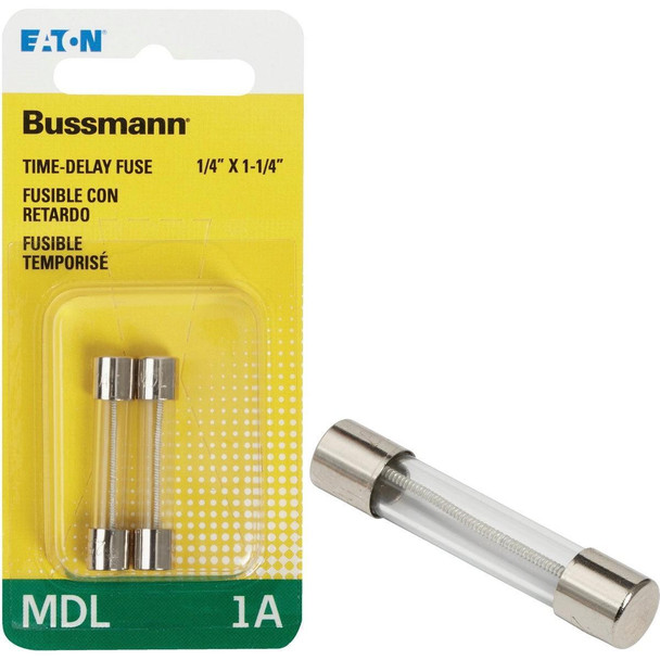BP/MDL-1 Bussmann 1A MDL Glass Tube Electronic Fuse (2-Pack)