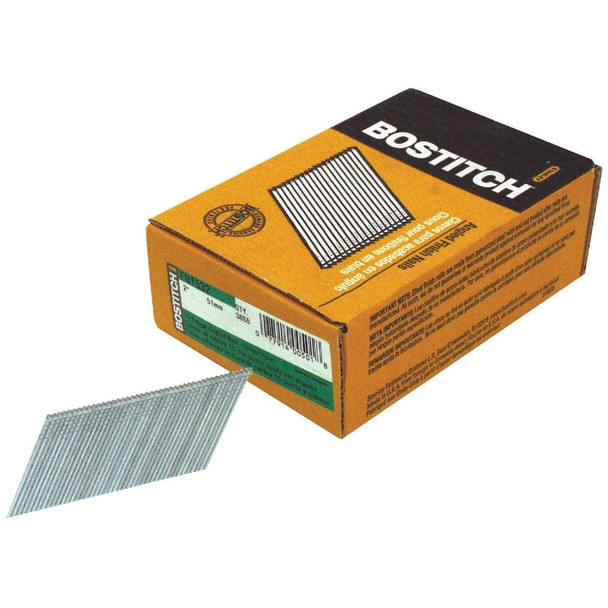 FN1532 Bostitch 15-Gauge Coated 25 Degree FN-Style Angled Finish Nail, 2 In. (3655 Ct.)
