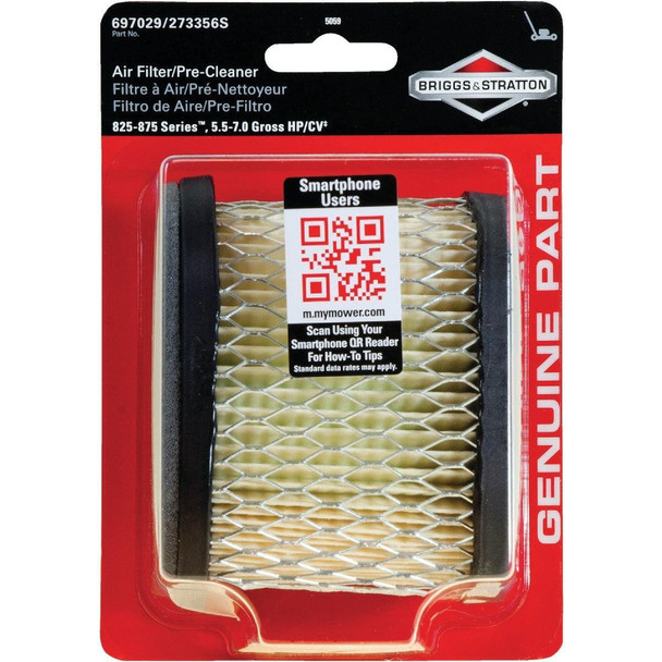 5059K Briggs & Stratton 5.5 To 6.75 HP Paper Engine Air Filter with Pre-Cleaner
