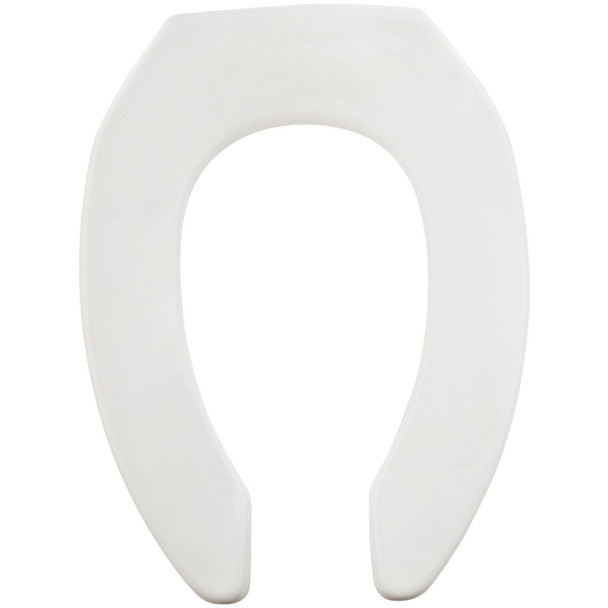 1955C-000 Mayfair Commercial STA-TITE Elongated Open Front White Molded Plastic Toilet Seat