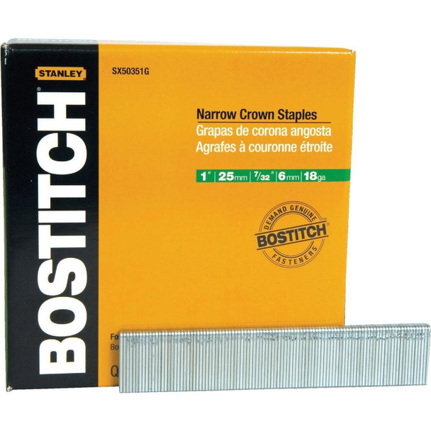 SX50351G Bostitch 18-Gauge Galvanized Narrow Crown Finish Staple, 7/32 In. x 1 In. (5000 Ct.)