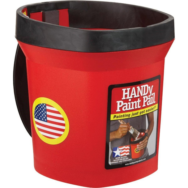 2500 HANDy Paint Pail 1 Qt. Red Painter's Bucket w/Adjustable Strap And Magnetic Brush Holder