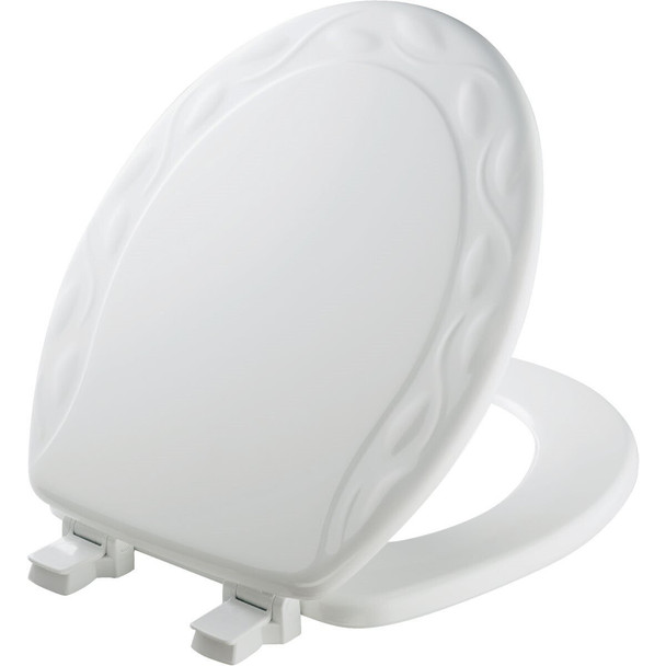 34ECA000 Mayfair Round Closed Front Designer Sculptured Ivy White Wood Toilet Seat