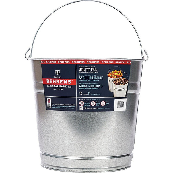 1212GS Behrens 12 Qt. Galvanized Steel Pail
