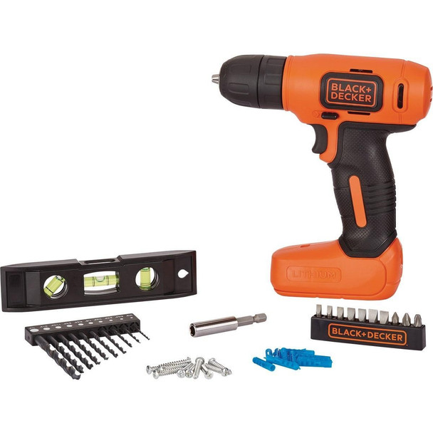 BDCD8HDPK Black & Decker 8-Volt Lithium-Ion 3/8 In. Cordless Drill Home Project Kit