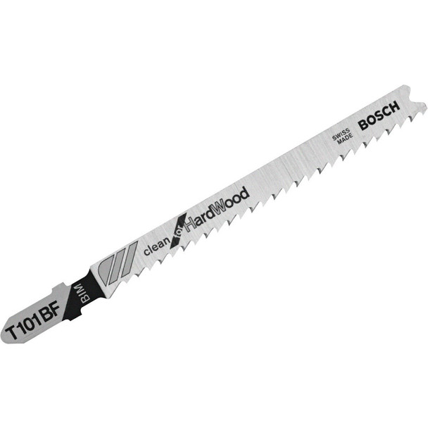 T101BF Bosch T-Shank 4 In. x 10 TPI Bi-Metal Jig Saw Blade, Clean for Hardwood (5-Pack)
