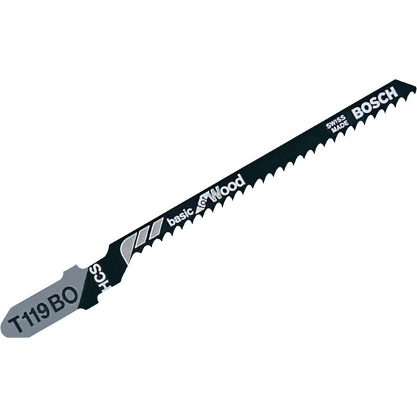 T119BO Bosch T-Shank 3-1/4 In. x 12 TPI High Carbon Steel Jig Saw Blade, Basic for Wood (5-Pack)