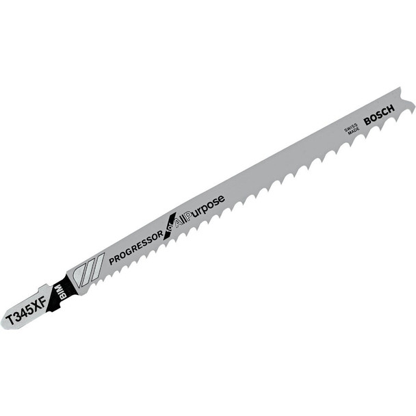 T345XF Bosch T-Shank 5-1/4 In. x 5-10 TPI Bi-Metal Jig Saw Blade, Progressor for All-Purpose (5-Pack)