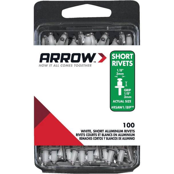 RSAW1/8IP Arrow 1/8 In. x 1/8 In. White Aluminum Rivet (100-Count)