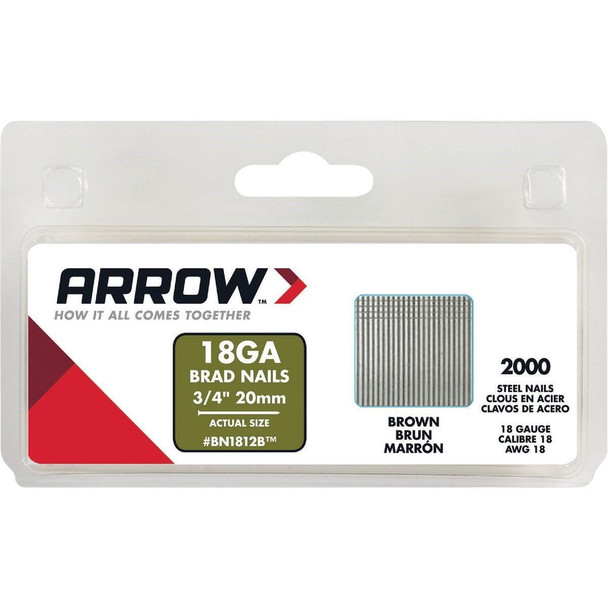 BN1812BCS Arrow 18-Gauge Brown Steel Brad Nail, 3/4 In. (2000-Pack)