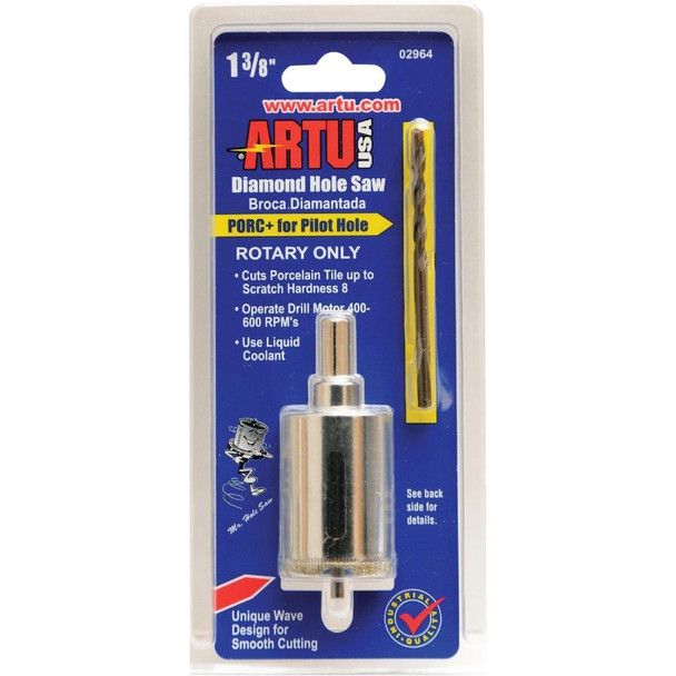 02964 ARTU 1-3/8 In. Diamond Grit Hole Saw with PORC+ Pilot Bit