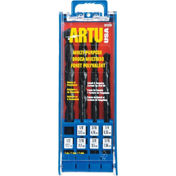 01510 ARTU 7-Piece  Cobalt & Tungstel Multi-Purpose Drill Bit Set, 1/8 In. thru 5/16 In.