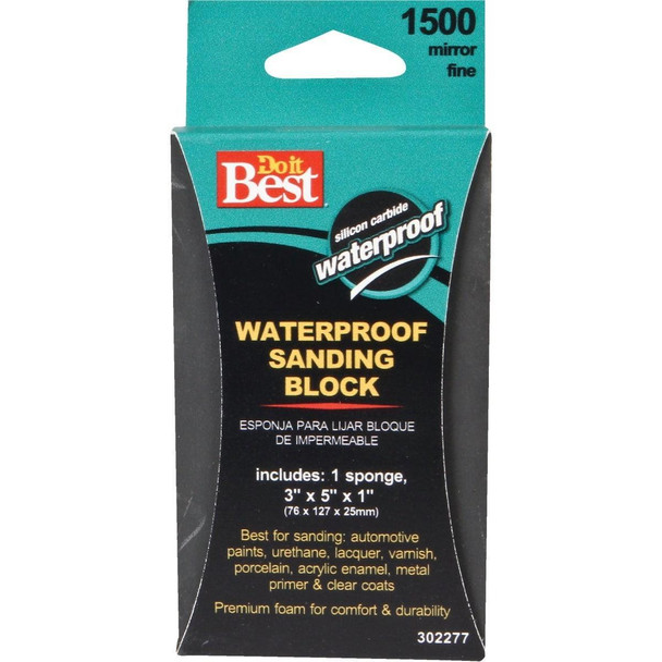 8334004 Waterproof 3 In. x 5 In. x 1 In. 1500 Grit Mirror Fine Sanding Sponge