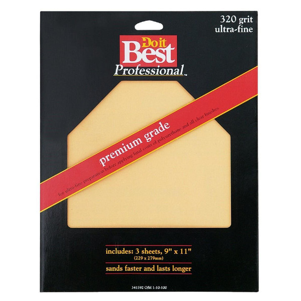7267004 Premium Plus 9 In. x 11 In. 320 Grit Ultra Fine Sandpaper (3-Pack)