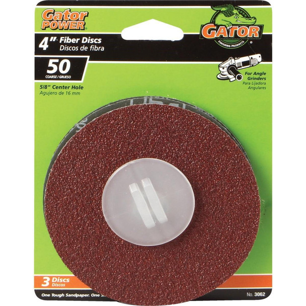 3062 Gator 4 In. 50 Grit Fiber Disc (3-Pack)