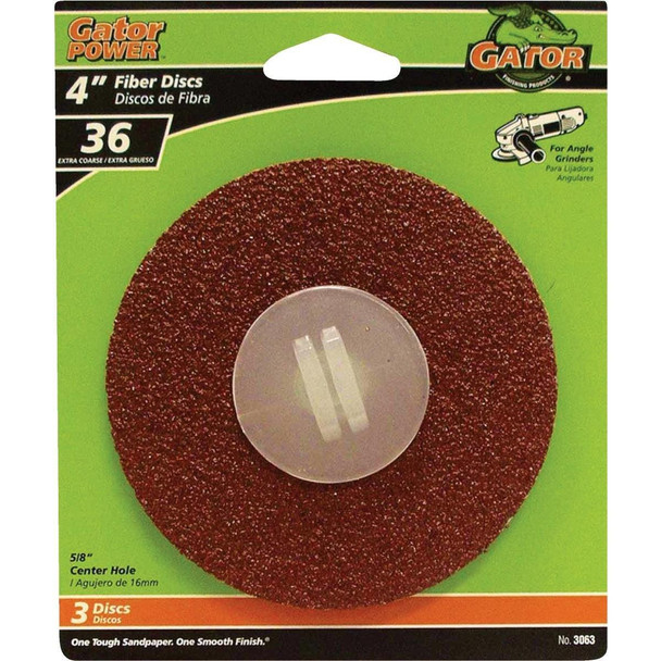 3063 Gator 4 In. 36 Grit Fiber Disc (3-Pack)