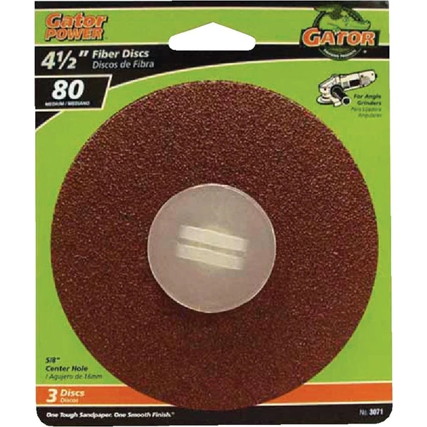 3071 Gator 4-1/2 In. 80 Grit Fiber Disc (3-Pack)