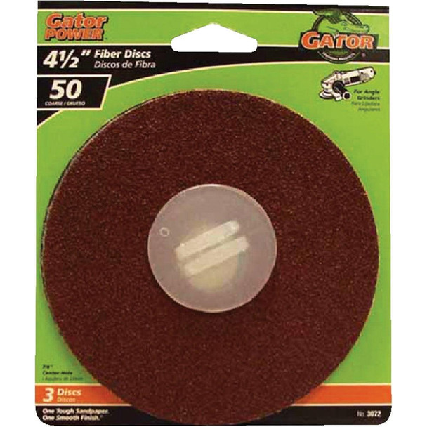 3072 Gator 4-1/2 In. 50 Grit Fiber Disc (3-Pack)