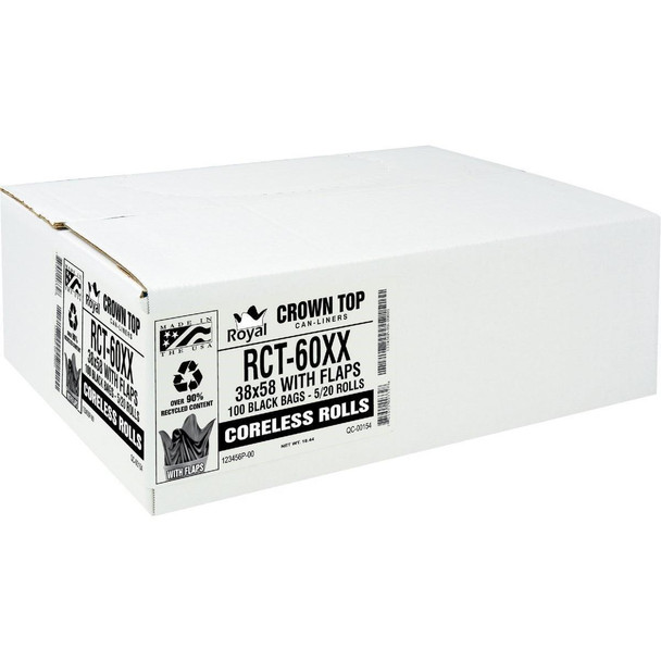 RL-3858XXH Aluf Plastics 60 Gal. 1.5 Mil. Black Low Density Can Liner (100-Count)