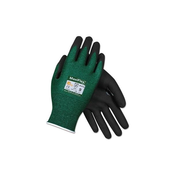 MaxiFlex Cut Cut-Resistant Glove, Large, Black/Green