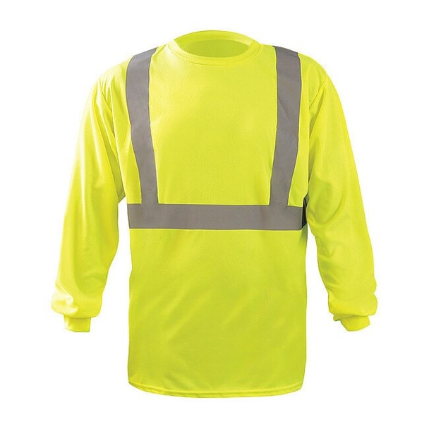 Unisex Long Sleeve T-Shirt, Polyester, Pullover, Yellow, 5XL