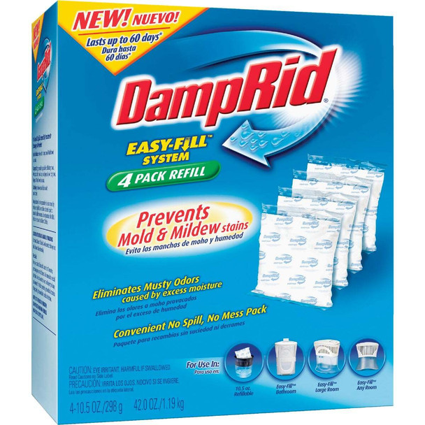 DampRid Easy-Fill 10.5 Oz. Fragrance Free Moisture Absorber Refill (4-Count) Pack of 6