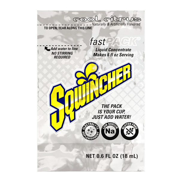 Sqwincher® FastPack® Single Serve, 0.6 oz Packs, 6 oz Yield