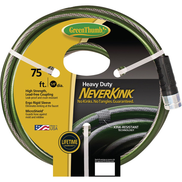 Green Thumb NeverKink 5/8 In. x 75 Ft. Heavy Duty Garden Hose 8614GT-75