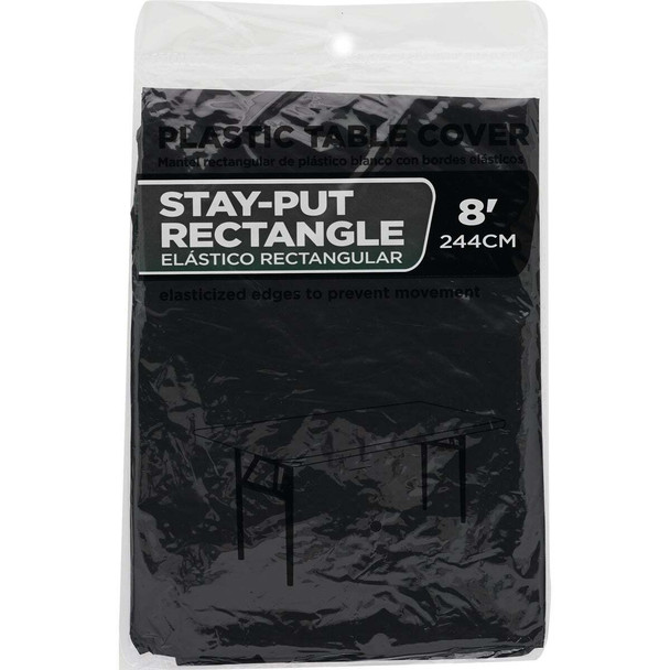 30 In. x 96 In. Black Stay-Put Fitted Table Cover WM00985904