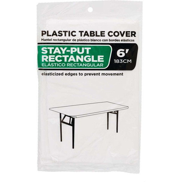 30 In. x 72 In. White Stay-Put Fitted Rectangular Table Cover WM00982113