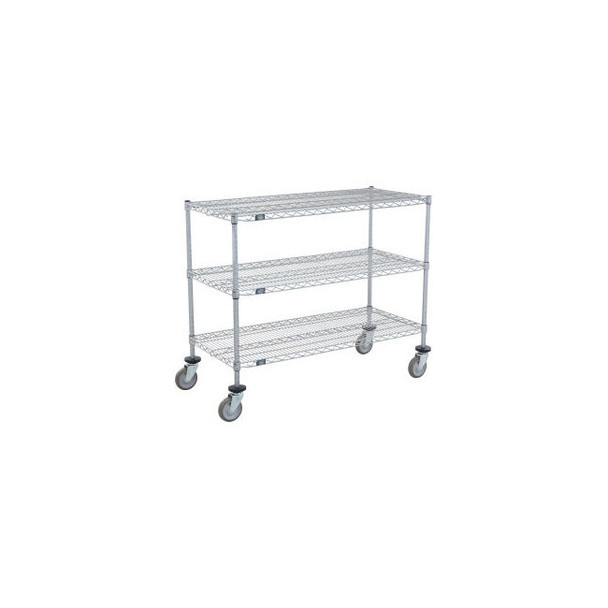 Nexel Shelf Cart 3 Shelf Nexelate 60""W x 24""D x 40""H Poly Casters 4 Swivel
